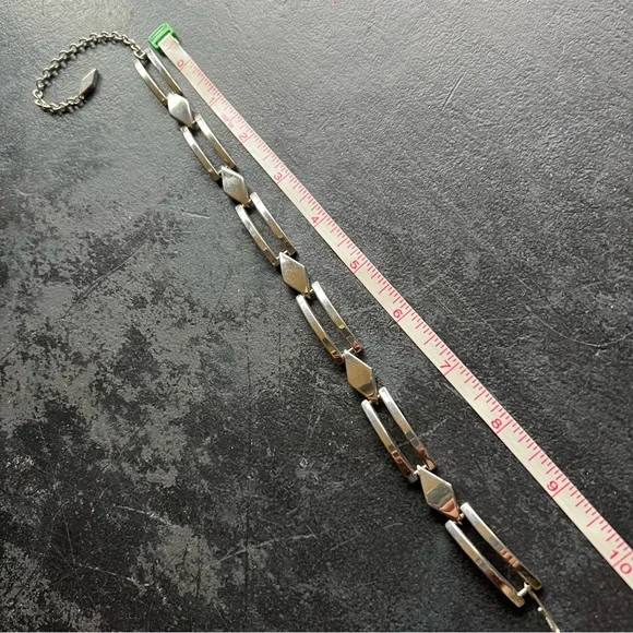 Silver Stainless Steel Minimalist MCM Necklace & Bracelet Set Vintage Jewelry - Picture 10 of 11